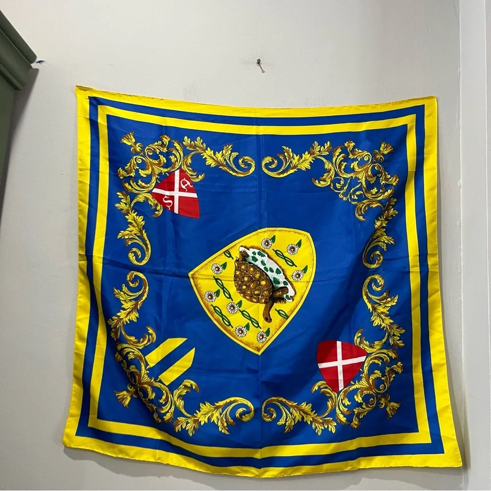 Vintage TURBANTI‎ FABIO Snc SIENA Turtle SCARF 30” X 30” In Great Condition